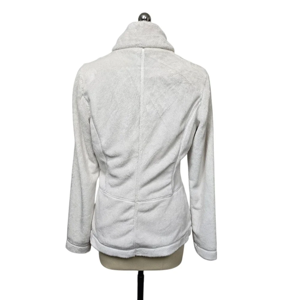 Athleta Womens White Fleece Full‎ Zip Jacket Cozy Funnel Neck Size M